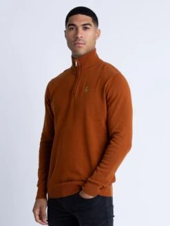 PRETENDER FUNNEL NECK KNITTED JUMPER -Luke M350612 TOBACCO 2