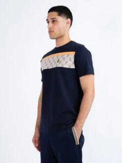 LIONS DEN PANELLED T-SHIRT -Luke M560151 DARK NAVY NECTARINE DK ECRU 2
