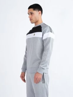 ADAM 3 PREMIUM TRICOT TRACKSUIT -Luke M590334 LT MARL GREY BLACK WHITE 2 1