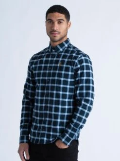 OXFORD TAILORED FIT SHIRT -Luke M650950 DARK NAVY ECRU SKY BLUE 2