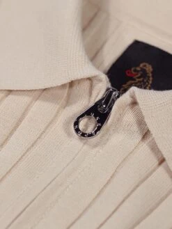 RIB EYE KNITTED ZIP POLO -Luke M710652 ECRU 4