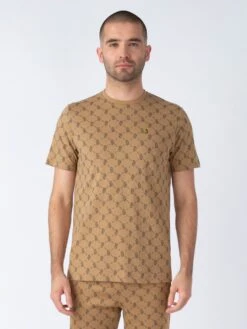 LINEKER OVERPRINT T-SHIRT -Luke M730162 CARAMEL DARKNAVY 1