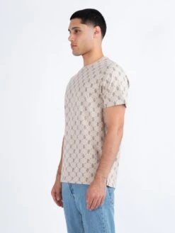 LINEKER CLASSIC OVERPRINT T-SHIRT -Luke M730162 DK ECRU MUSHROOM 2