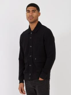 CRIBBS CAUSEWAY BUTTON THROUGH SWEAT CARDIGAN -Luke M730307 BLK 02
