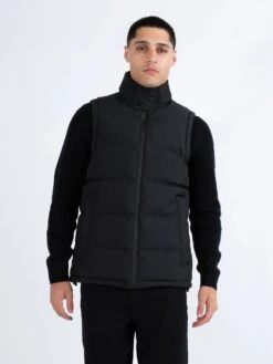 VIENNA QUILTED HOODED GILET -Luke M730755 BLACK HOOD REMOVED 1