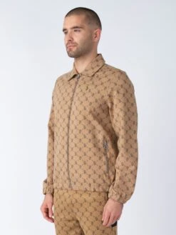 SHAW OVERPRINT ZIP THROUGH SWEAT -Luke M750355 CARAMEL DARKNAVY 2