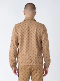 SHAW OVERPRINT ZIP THROUGH SWEAT -Luke M750355 CARAMEL DARKNAVY 3