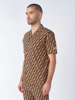 TRINIDAD OVERPRINT JERSEY CUBAN SHIRT -Luke M760850 APRICOT 2